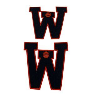Black & Orange Felt "W" Sew-On Letter / Patch Football & Baseball 8"